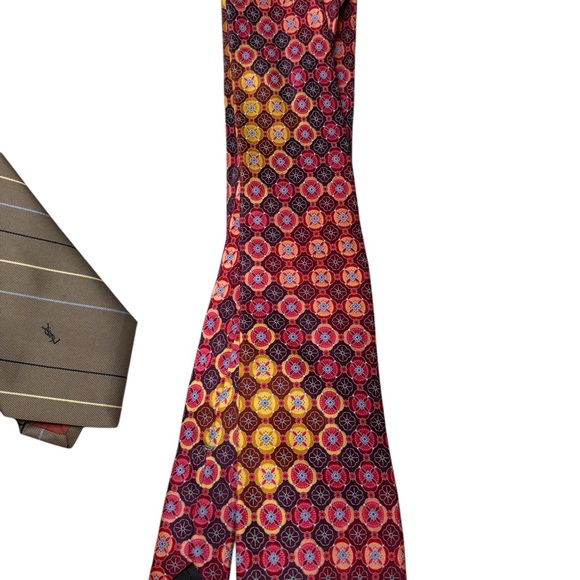 Geoffrey Beene Multi colored Especially soft Silk Tie Pink Orange Red - Picture 8 of 10